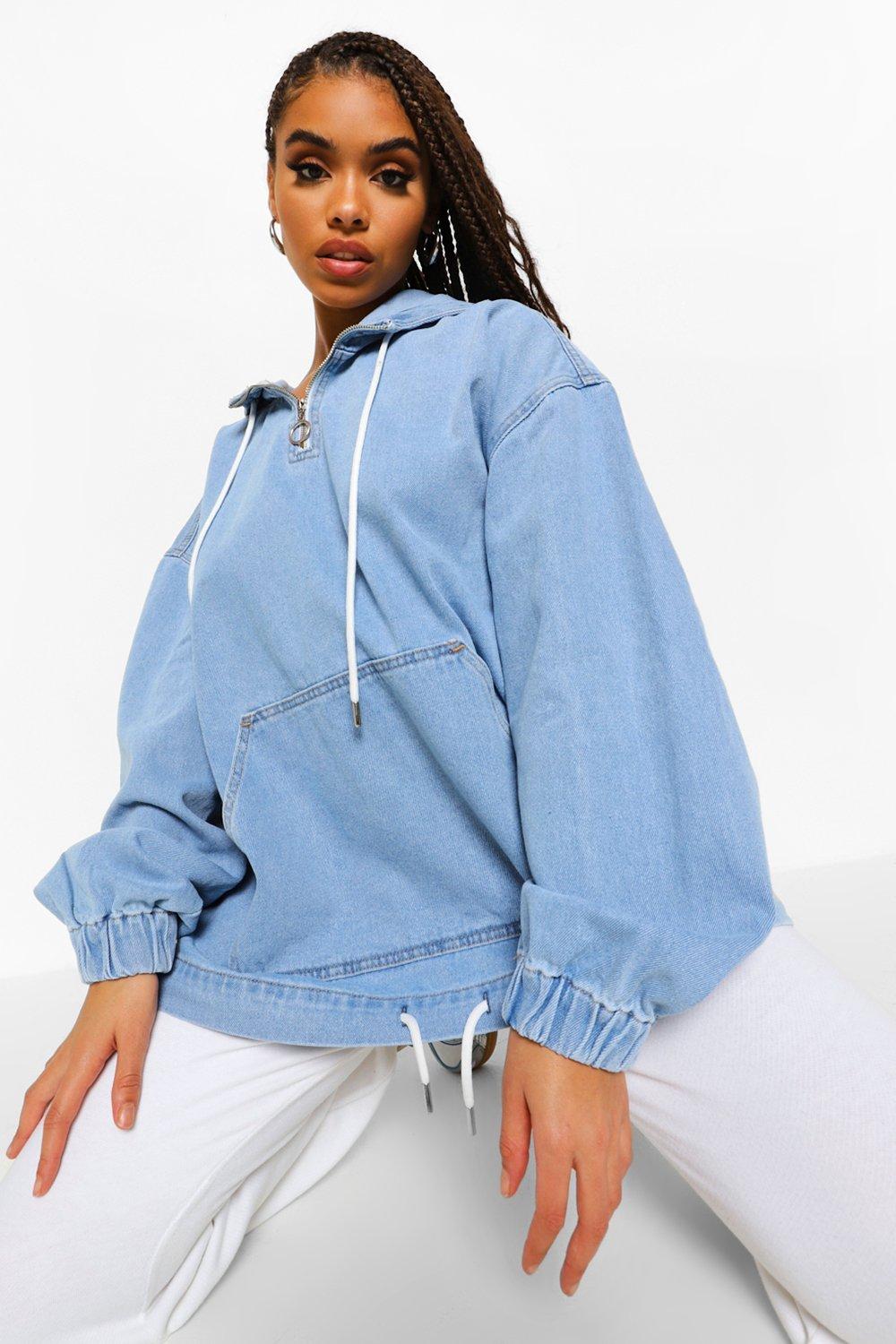 Denim jacket outlet hoodie women